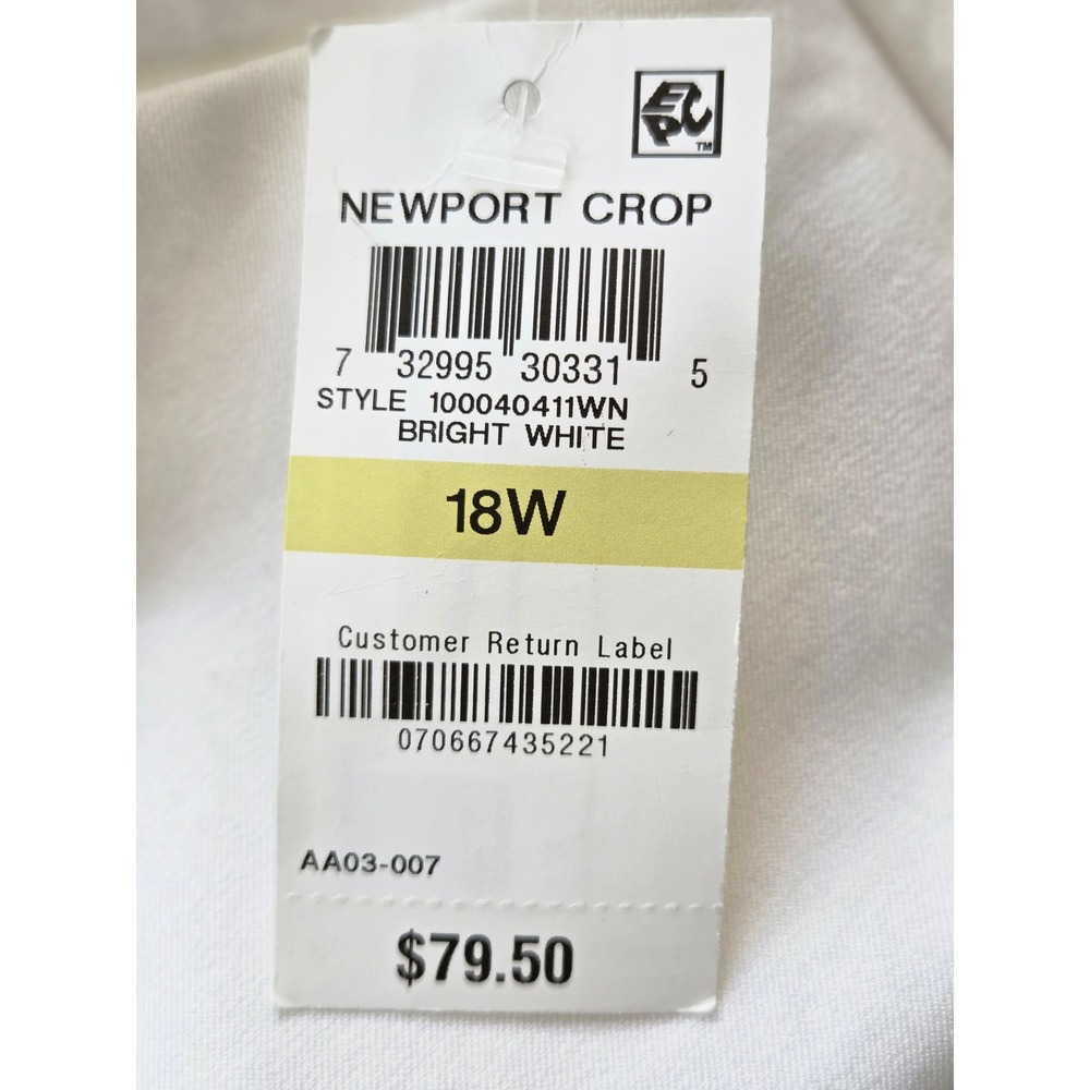 Charter Club Plus Slim Leg Crop Pants Womens 18W White‎ Tummy Control NWT $79 - Picture 9 of 9